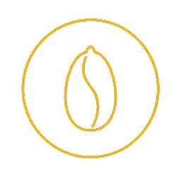 Simple outline icon of a coffee bean inside a circle.